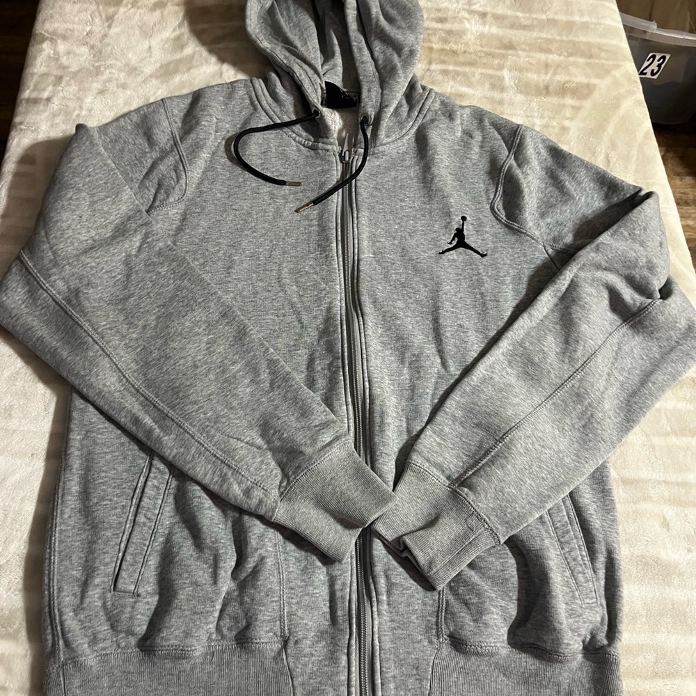 Air Jordan Gray Hooded Men's Zip Up Jacket Medium